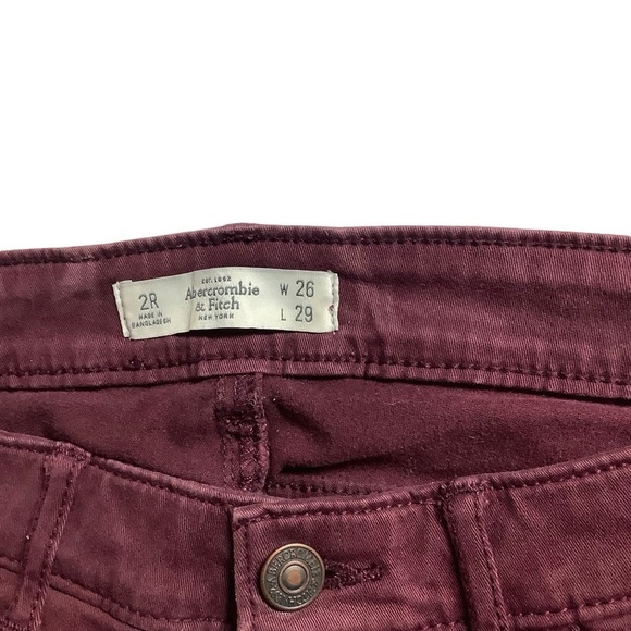 Abercrombie and Fitch Crimson Red Burgundy Skinny Ankle Jeans Size 2 Y2K 26 - Picture 4 of 9